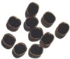 10 14mm Flat Cut Oval Window Bead Opaque Jet with Bronze edge